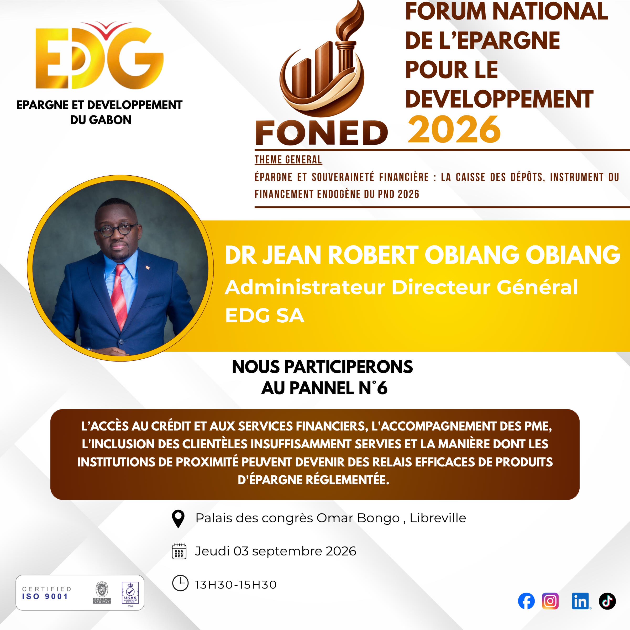 EDG SA au cœur du Forum National de l’Épargne pour le Développement (FONED)